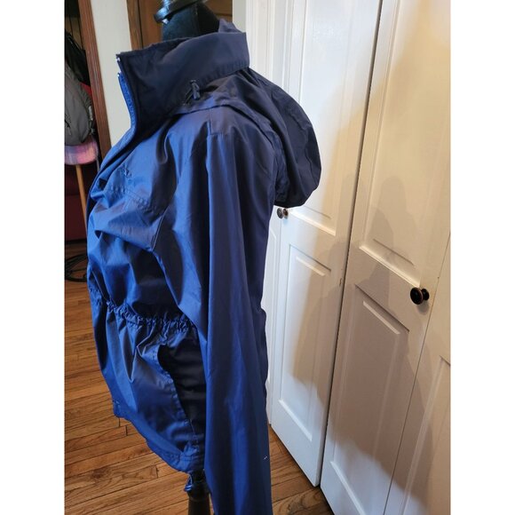 Royal Blue Hooded Anorak Lined Rain Jacket Athletic Works L Raingear Gorpcore - Picture 3 of 7